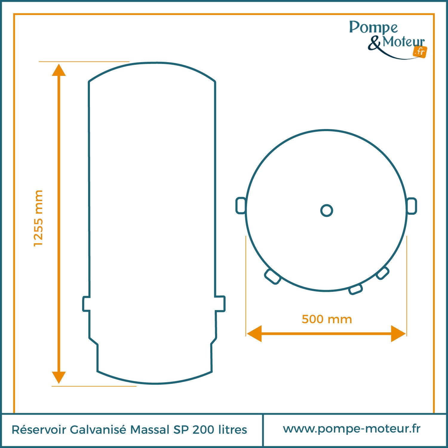 Réservoir Galvanisé Massal SP type ACS 200 litres 6 bars et Kit Bouchons