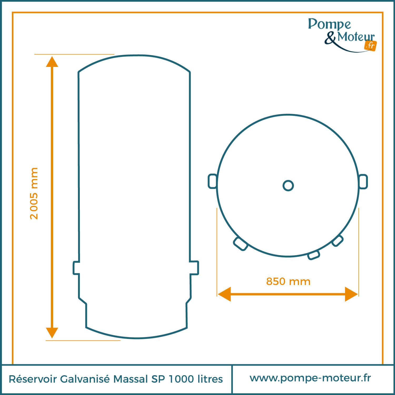 Réservoir Massal Galvanisé type ACS 1000 litres 6 bars - Fabriqué en France