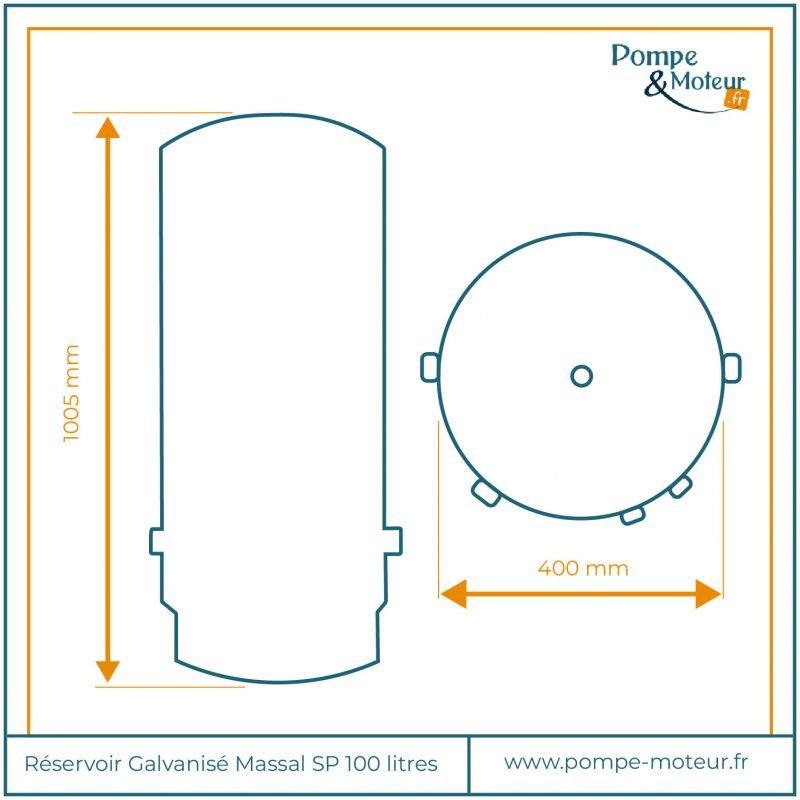 Réservoir Galvanisé 100 litres 6 bars Massal Fabriqué en France SP 19010