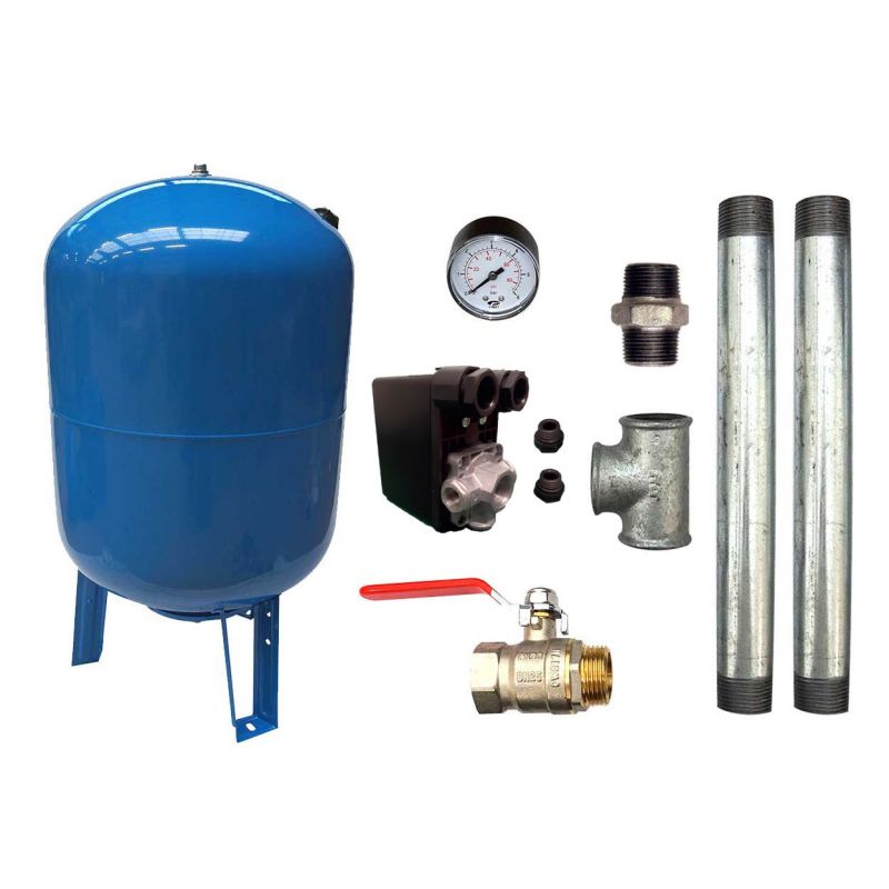 Kit Surpresseur Eau Vertical 300L - 1"1/4 avec Pressostat et Manomètre