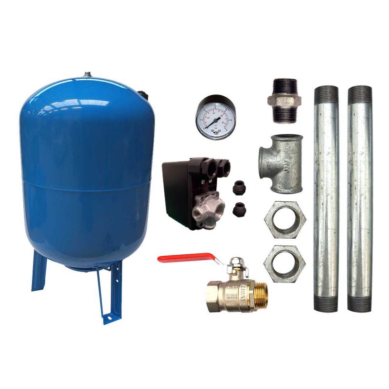 Kit Surpresseur Eau Vertical 300L - 1" avec Pressostat et Manomètre