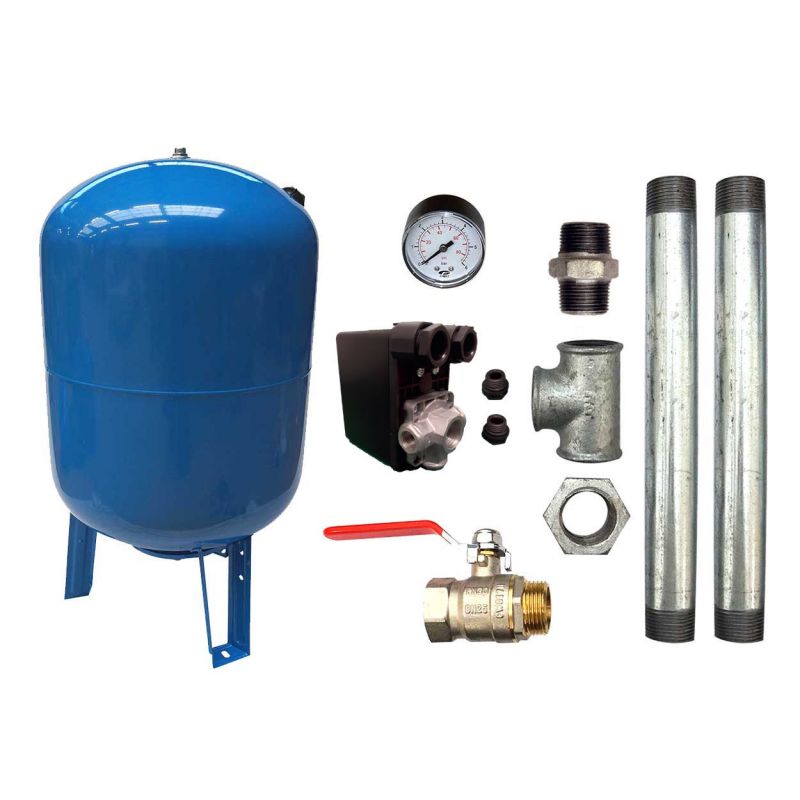 Kit Surpresseur Eau Vertical 300L - 2" avec Pressostat et Manomètre