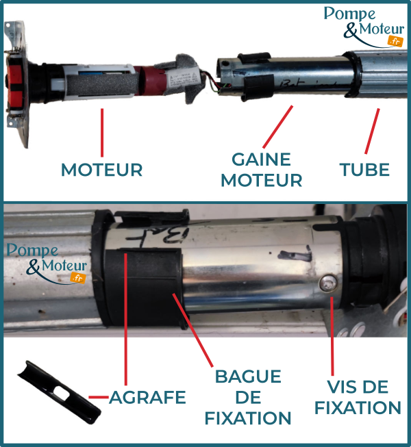 moteur de volet roulant dans son tube